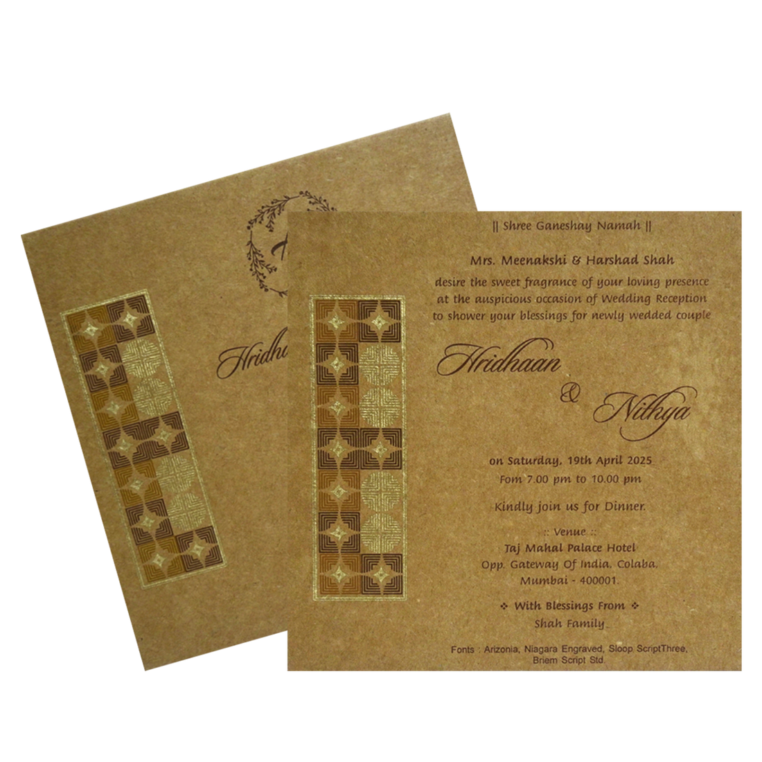 Make your event special with our exclusive Khaki Pattern Single Invitation Card. Shop now! ?WhatsApp Support ?Express Delivery.