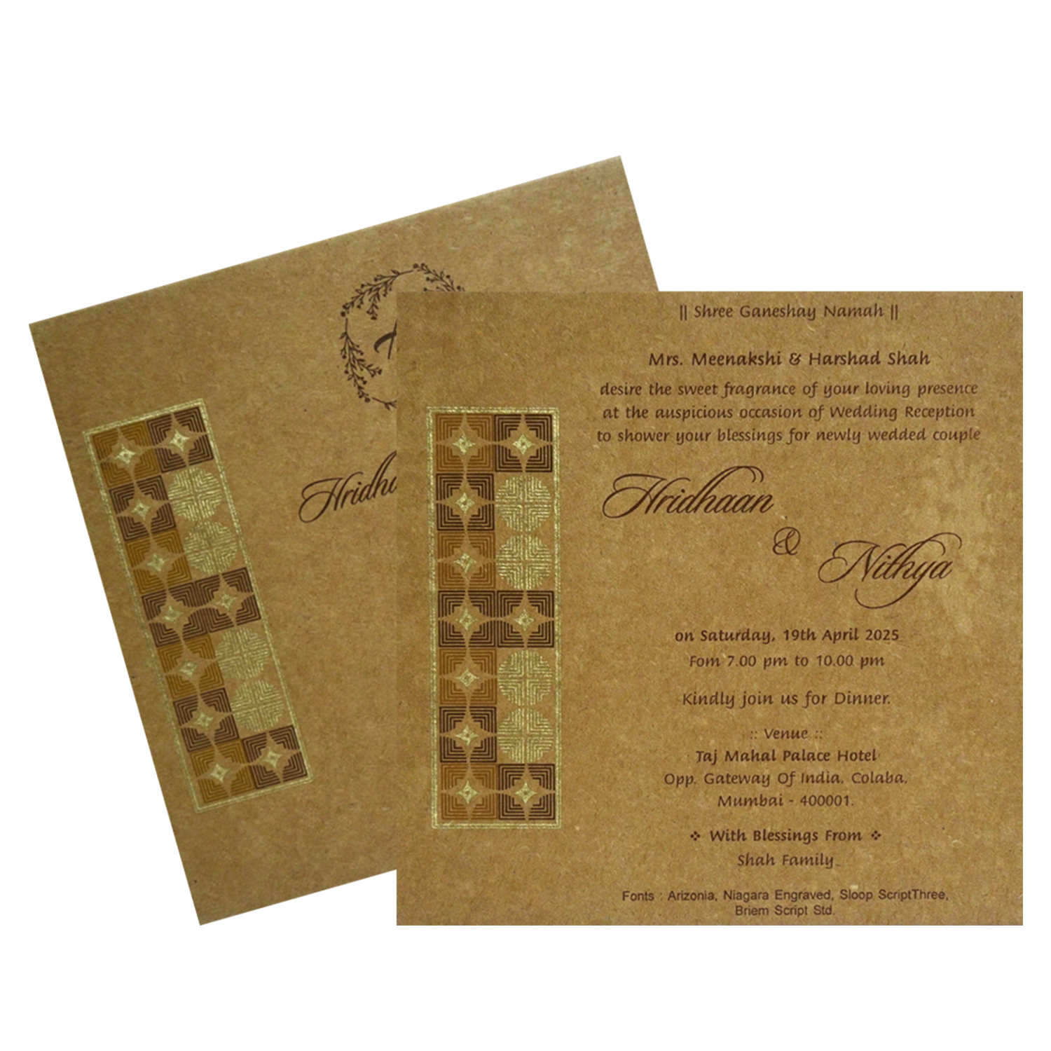 Make your event special with our exclusive Khaki Pattern Single Invitation Card. Shop now! ?WhatsApp Support ?Express Delivery.