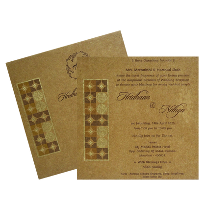 Make your event special with our exclusive Khaki Pattern Single Invitation Card. Shop now! ?WhatsApp Support ?Express Delivery.