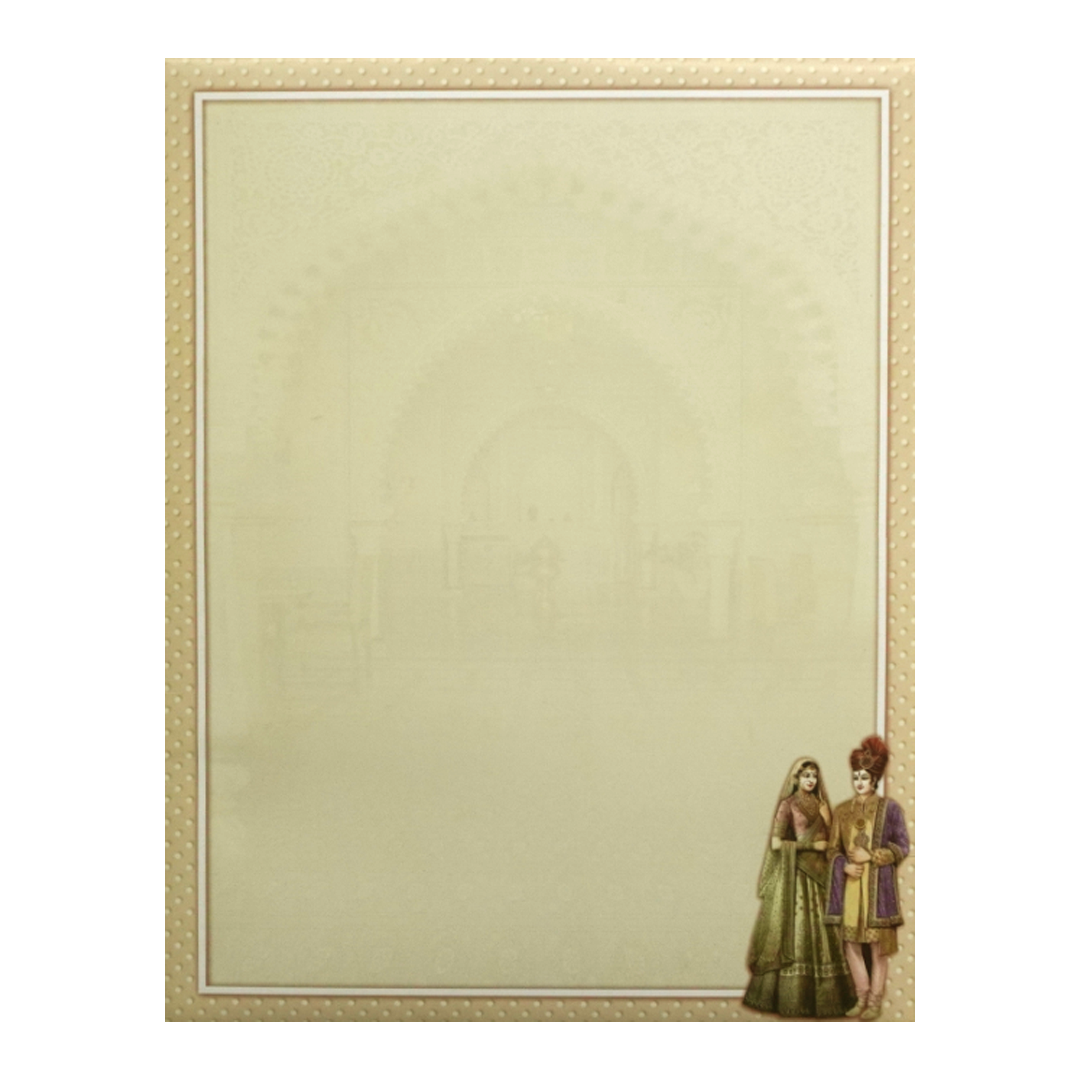 Cream Bride Groom Nameplate Wedding Card-KNKJ1134