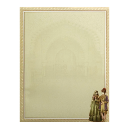 Cream Bride Groom Nameplate Wedding Card-KNKJ1134