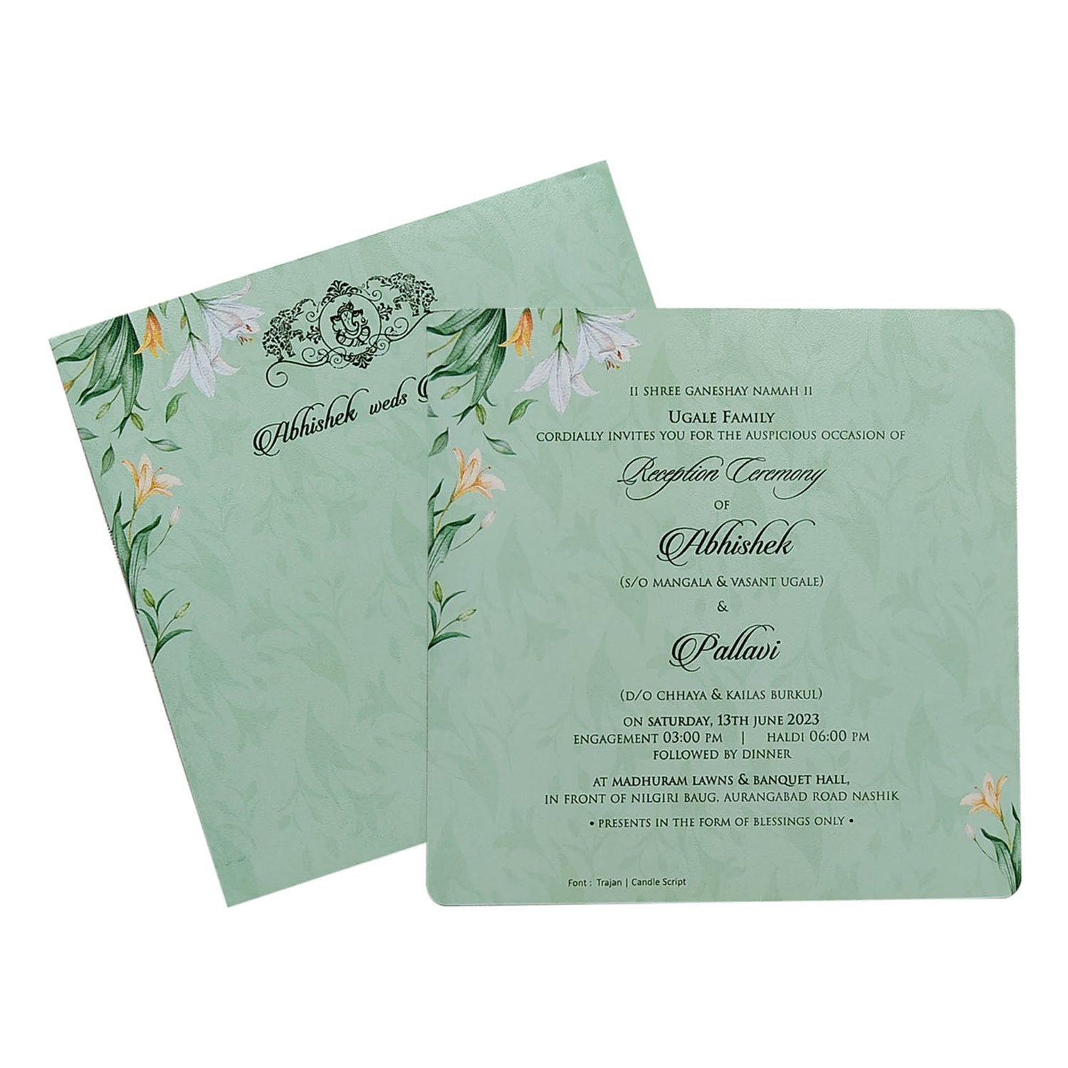 Soft Green Single Sheet Invitation-KRCS6570