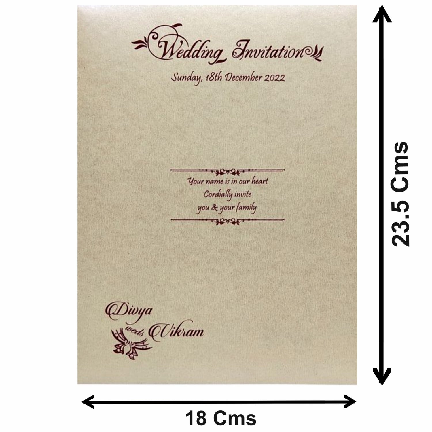 Cherry Maroon Floral Tracing Sheet Card In Offset Print-KNCY6072