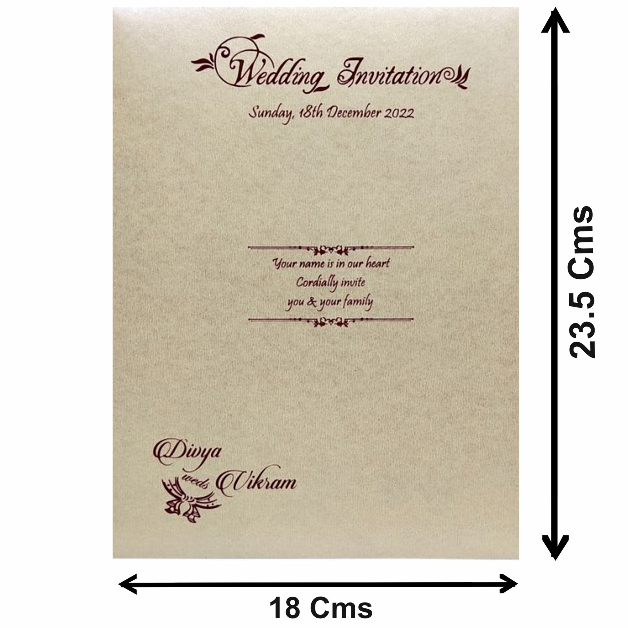 Cherry Maroon Floral Tracing Sheet Card In Offset Print-KNCY6072