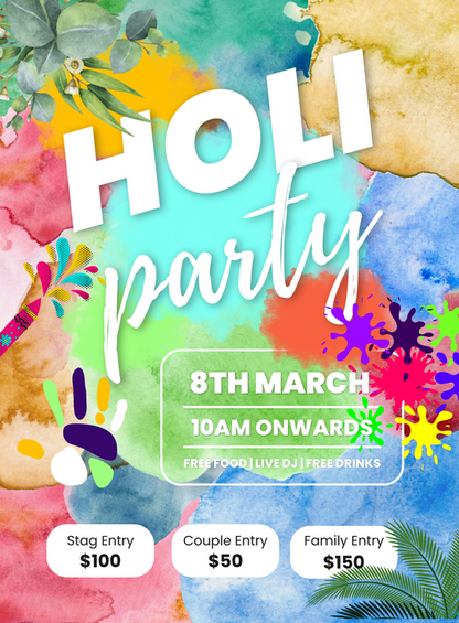 Lovely Holi Party Invitation-AAHPI010