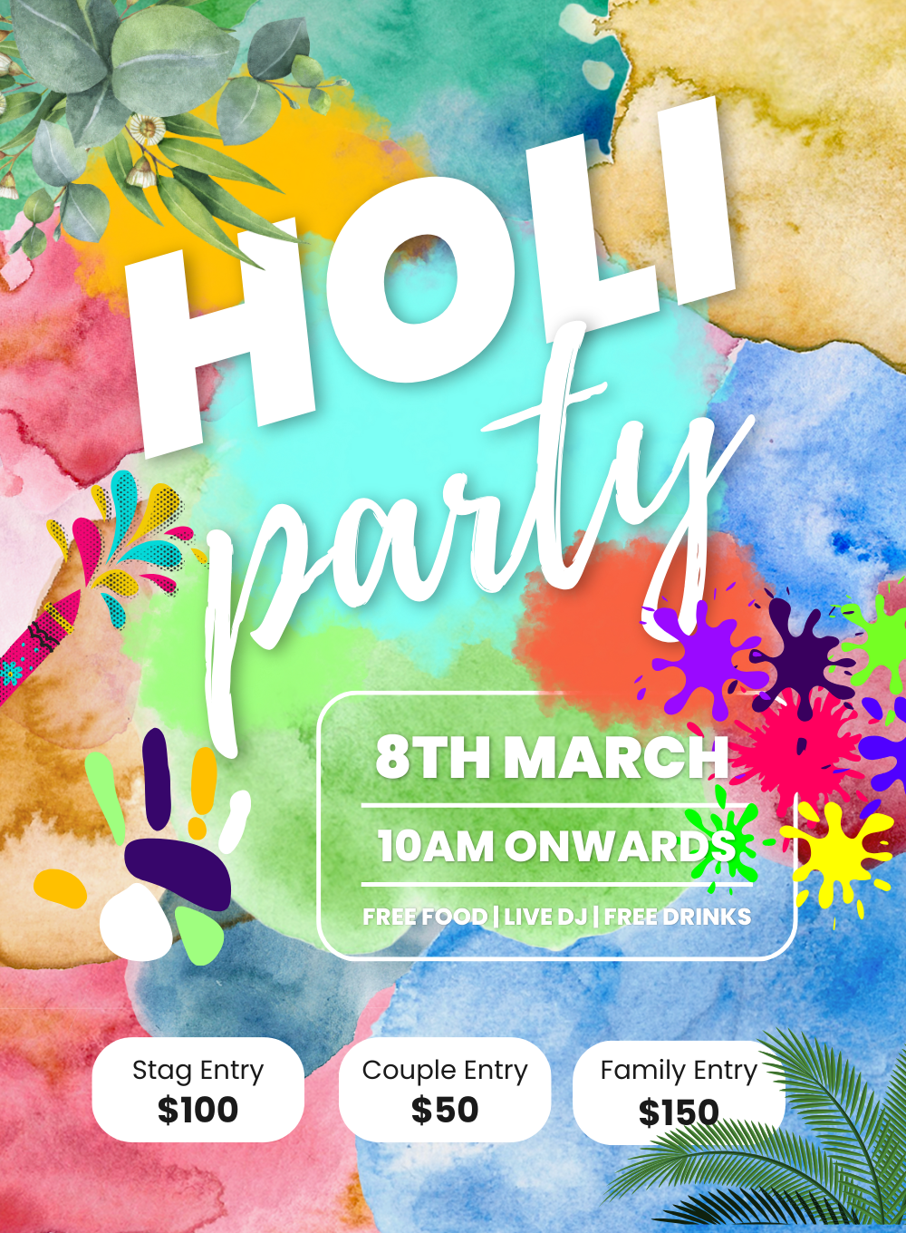Lovely Holi Party Invitation-AAHPI010