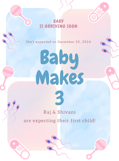 Lovely Grid Pregnancy Announcement Invitation-AAPAI006