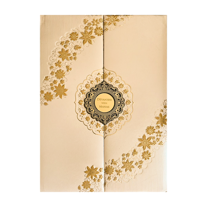 Check out Gold Floral Padded Wedding Card at best price. ✅WhatsApp Support ✅Express Delivery.|King of cards.