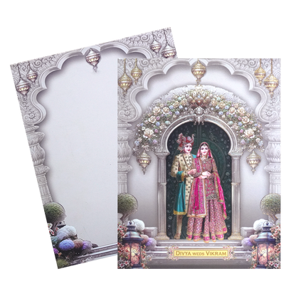 Brown Majestic Bride &amp; Groom Wedding Card-KNKJ1141