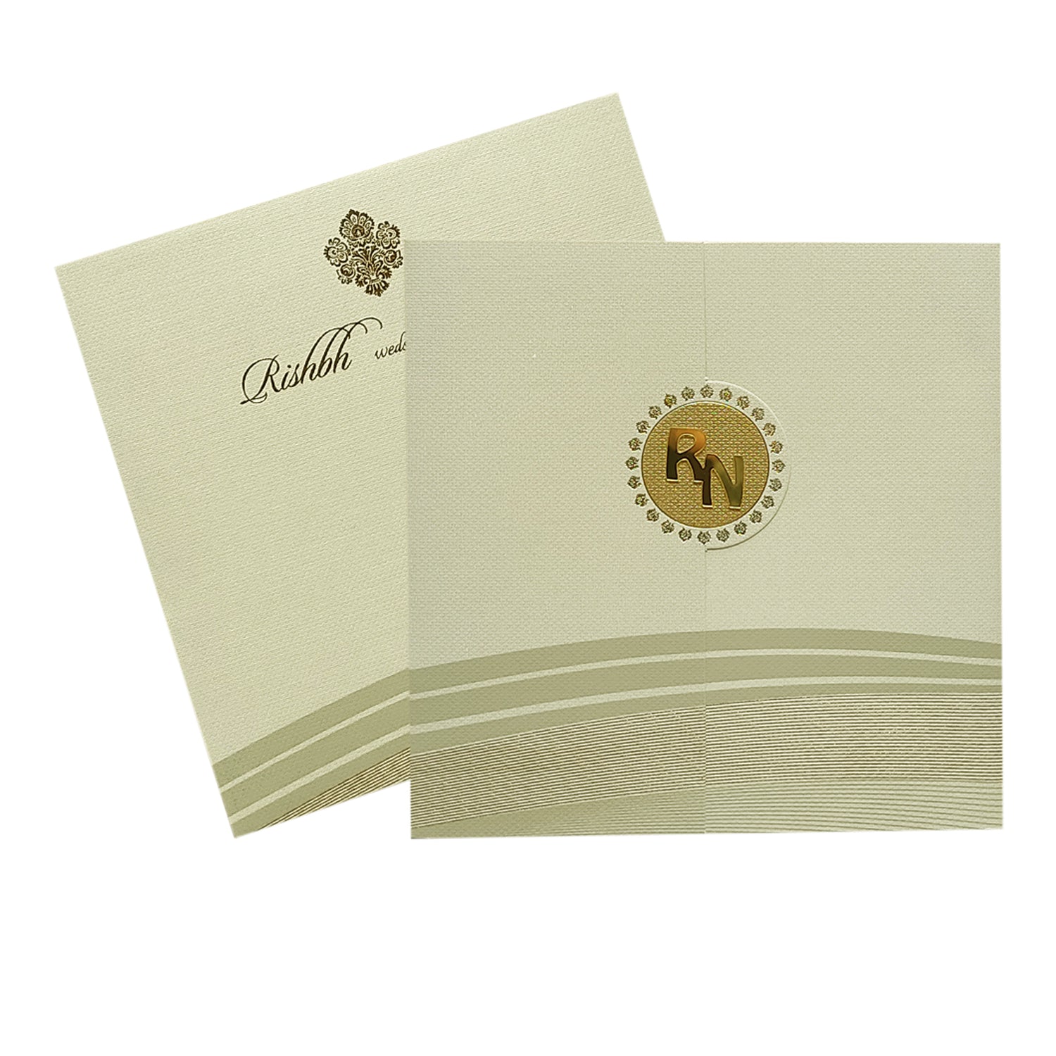 Beige Foil Design Padded Invitation Card-KRC29231