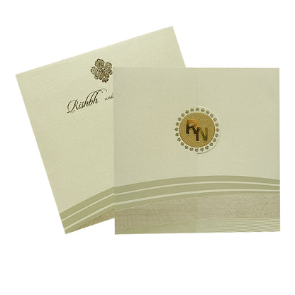 Beige Foil Design Padded Invitation Card-KRC29231