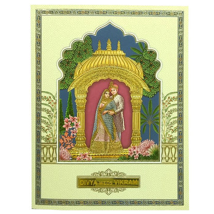 Cream Traditional Bride Groom Invitation Card-King of Cards