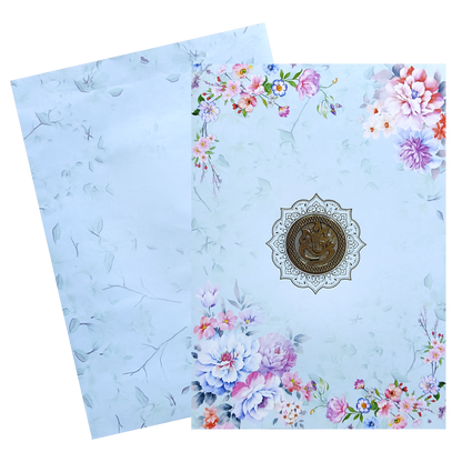 Blue Floral Hindu Wedding Card-KNEP1607