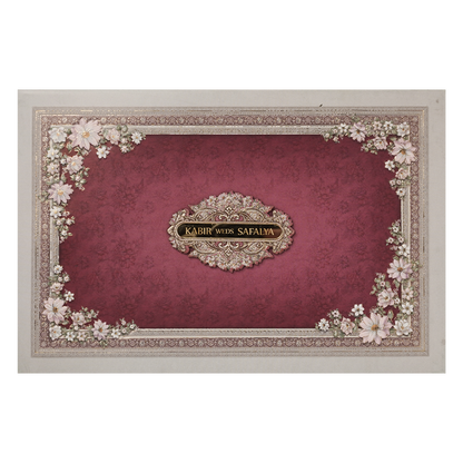 Pink Floral Padded Wedding Card-KSSC2460