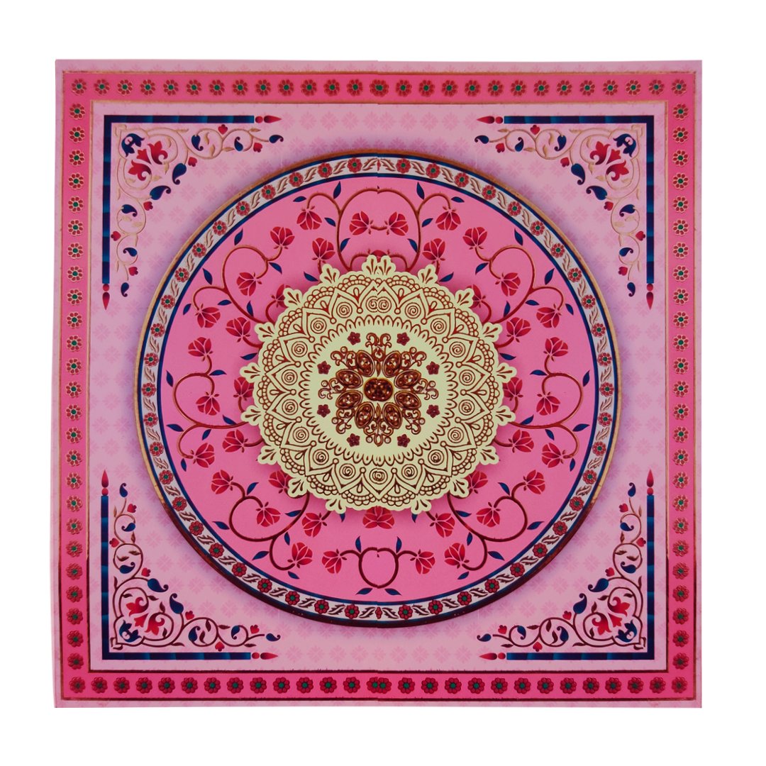 Pink Floral Mandala Box Wedding Invitation-KBX1301