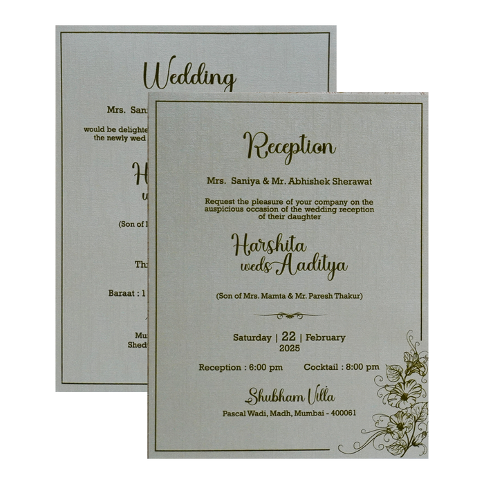 Greyish Green Padded Invitation-King of Cards