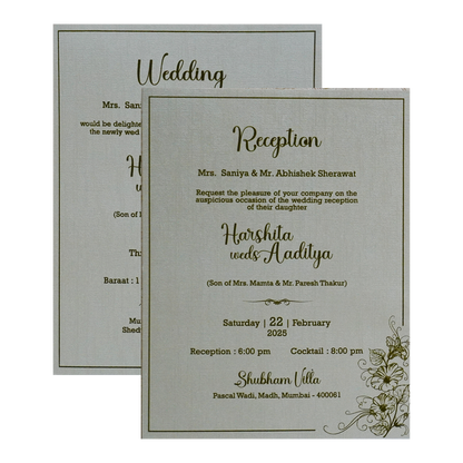 Greyish Green Padded Invitation-King of Cards