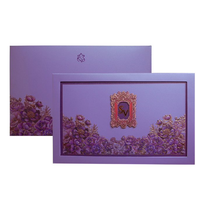 Purple Gold Foiled Floral Invitation Card-King of Cards