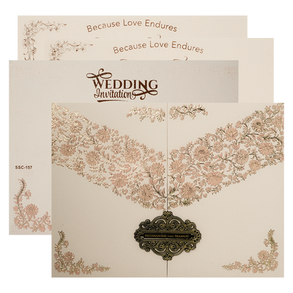 Check out Pink Floral Padded Wedding Card at best price.✅WhatsApp Support ✅Express Delivery.|King of cards.
