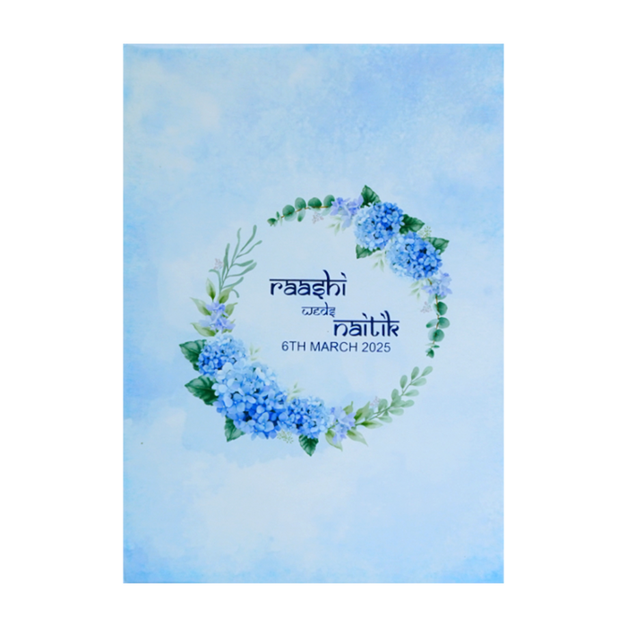 Blue Floral Padded Invitation Card-King of Cards