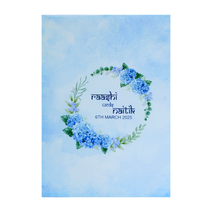 Blue Floral Padded Invitation Card-King of Cards
