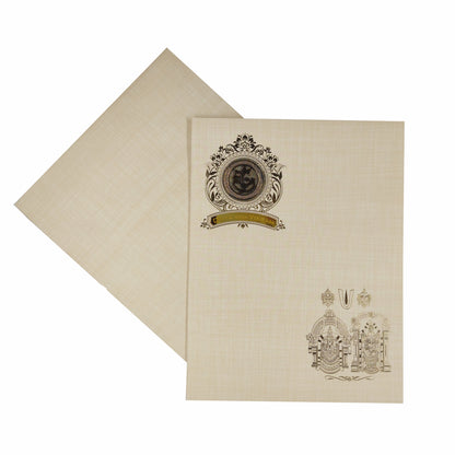 Sandal Metallic Balaji Padmavathi Wedding Card In Gold Foiling-KNK9401S