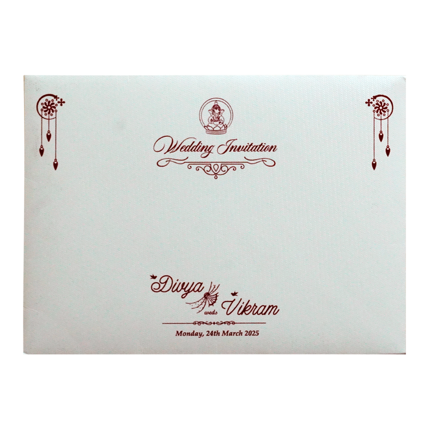 White Floral Tracing Invitation Card-KNGE6081