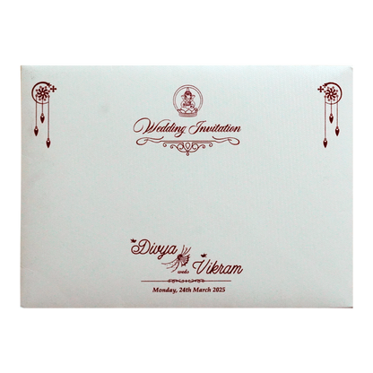 White Floral Tracing Invitation Card-KNGE6081