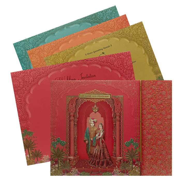 Red Padded Wedding Card-King of Cards