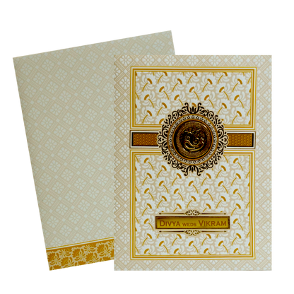 White Ganesha Nameplate Wedding Invitation-King of Cards
