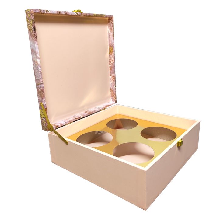 Beige Square Box Invitation-KBX0502-King of Cards