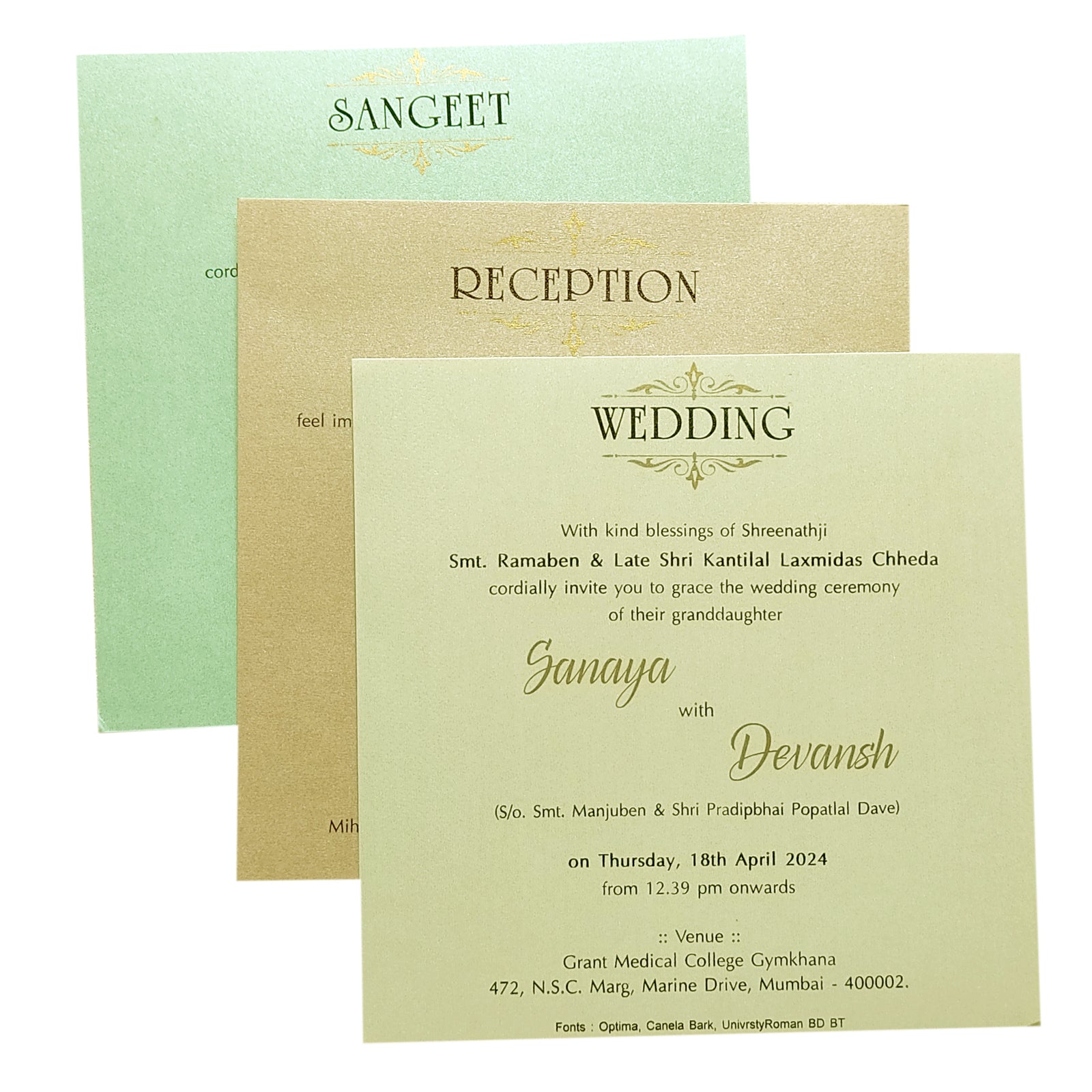 Green Pastel Nameplate Invitation Card-KRC29092