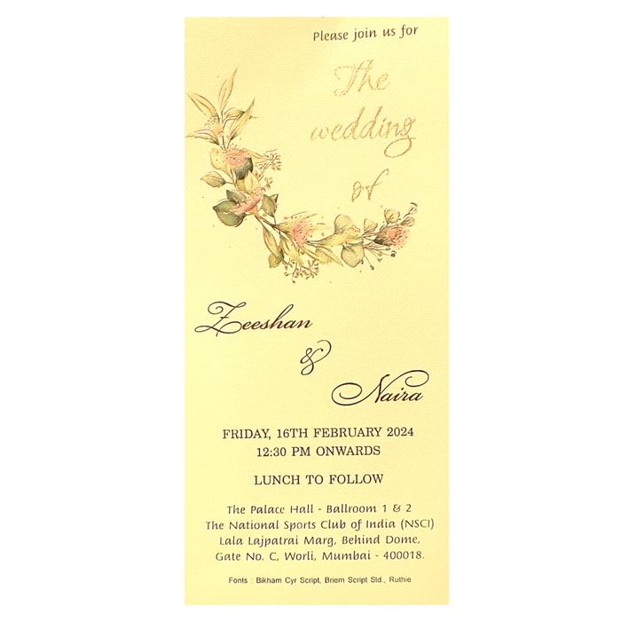 Cream Floral Single Sheet Card-King of Cards