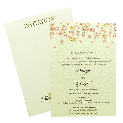 White Floral Single Invitation Card-King of Cards