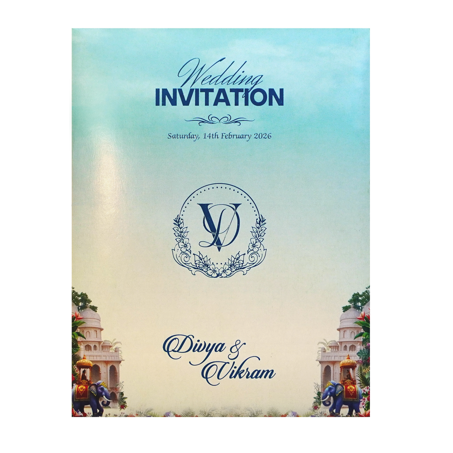 Royal Palace Theme Door Opening Wedding Card-KNKC4086