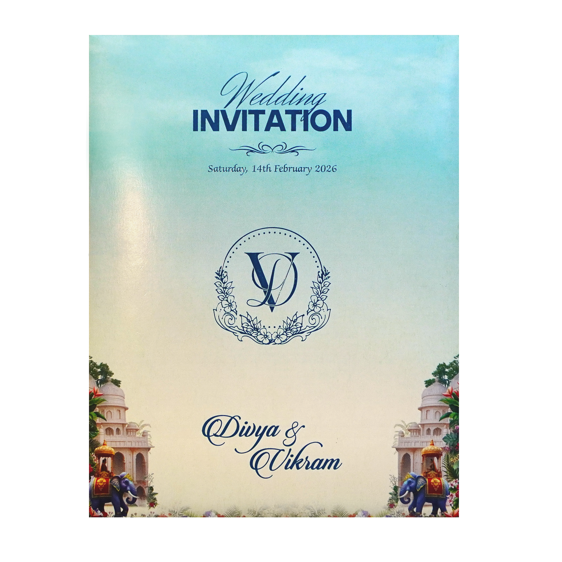 Royal Palace Theme Door Opening Wedding Card-KNKC4086