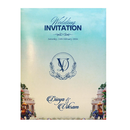 Royal Palace Theme Door Opening Wedding Card-KNKC4086