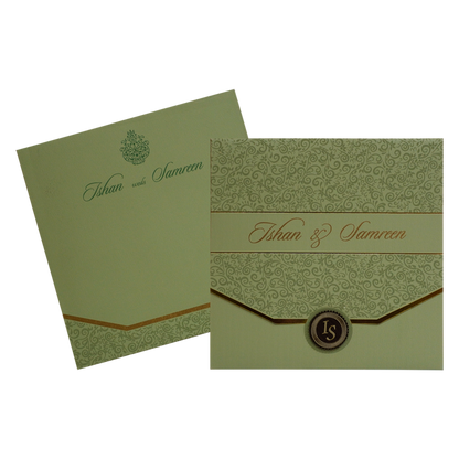 Pista Green Floral Wedding Invitation-King of Cards
