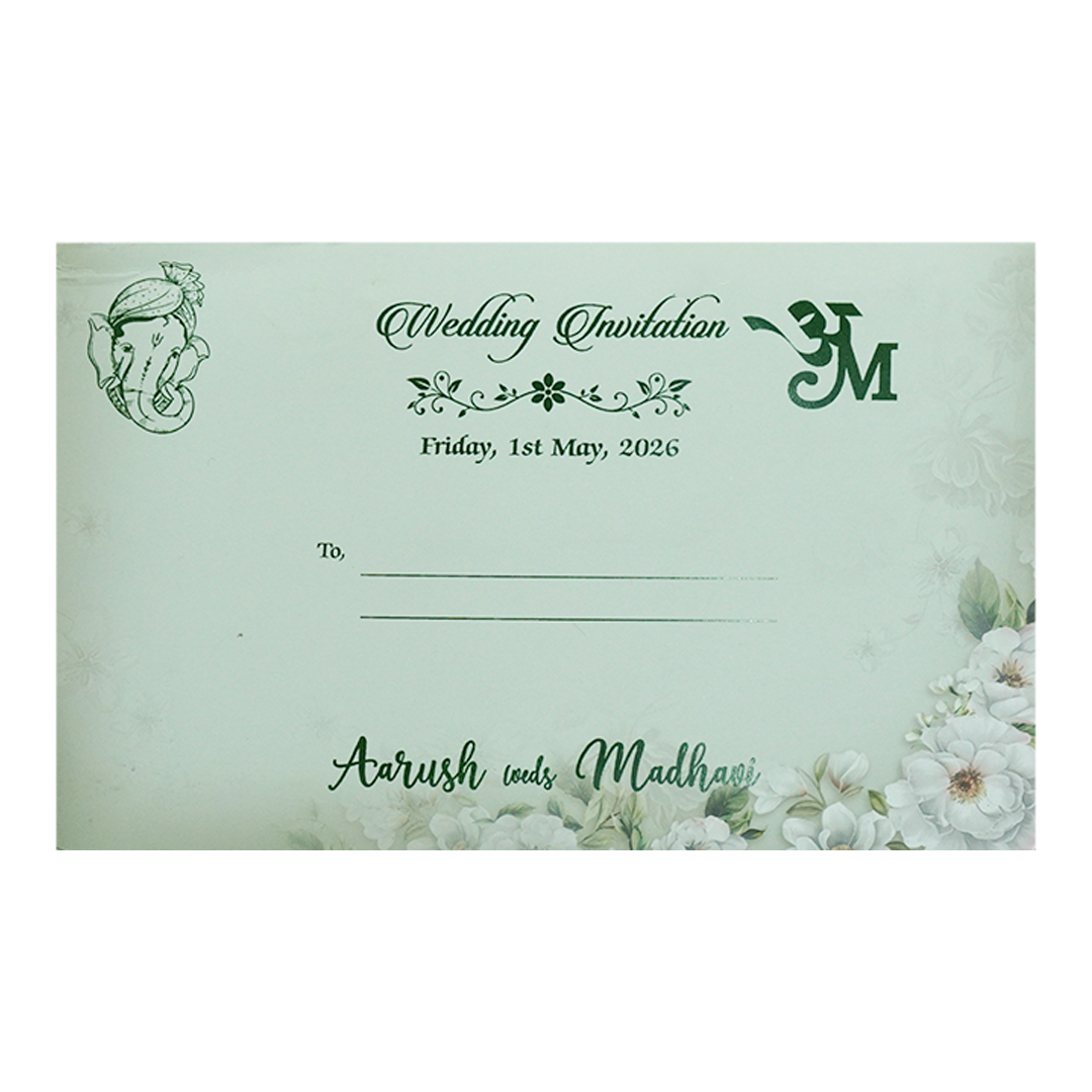 Grey Floral Padded Wedding Card-KSH72300