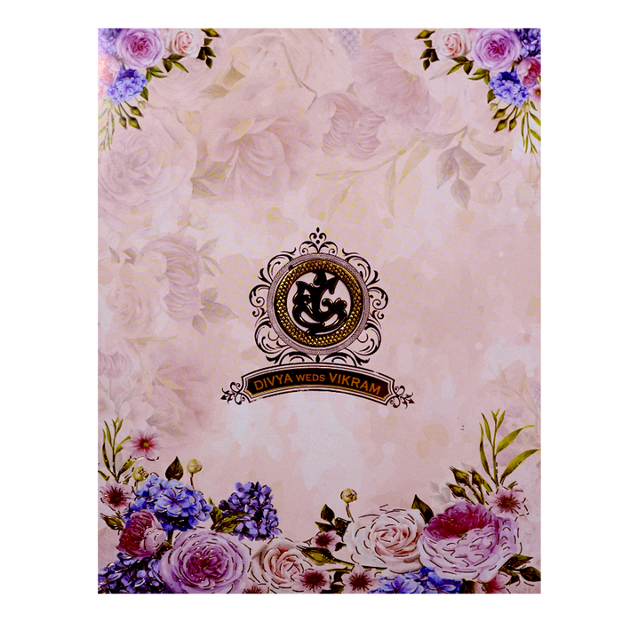Cream Floral Gold Foiling With Nameplate Invitation Card-KNKJ1106