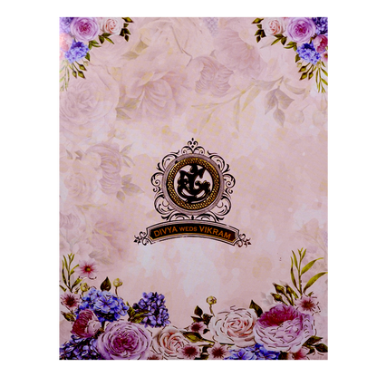 Cream Floral Gold Foiling With Nameplate Invitation Card-KNKJ1106