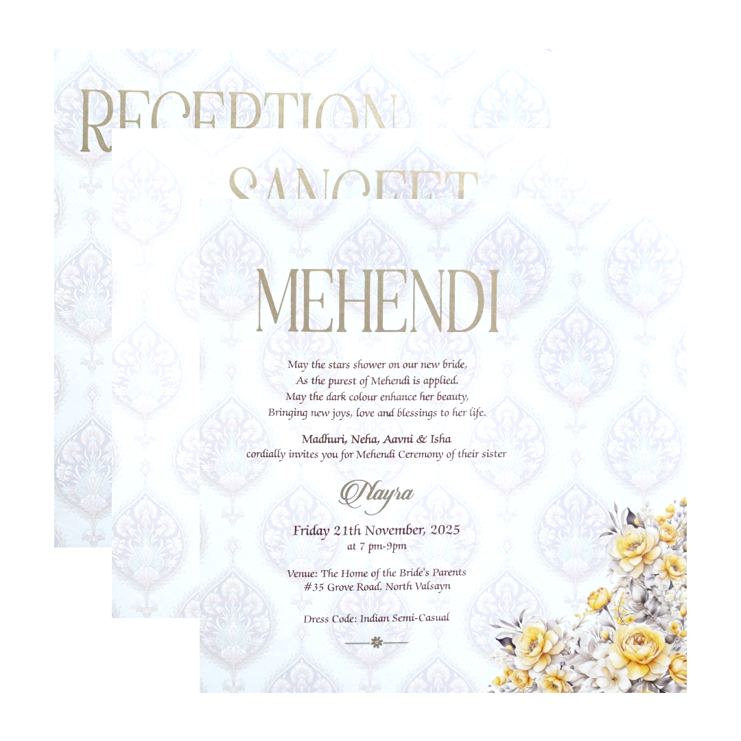 Cream Padded Gold Foiled Premium Invitation-KPR24110