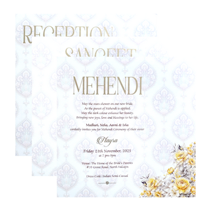Cream Padded Gold Foiled Premium Invitation-KPR24110