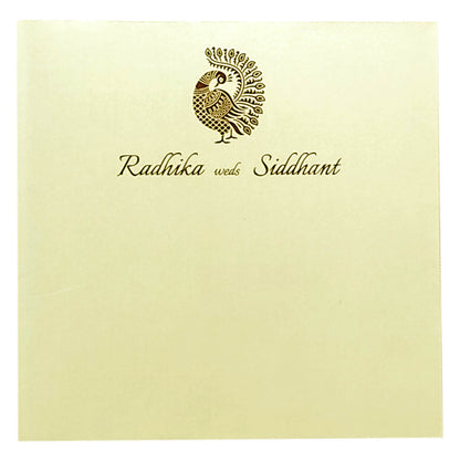 Cream Floral Design Invitation Card-KRC29471