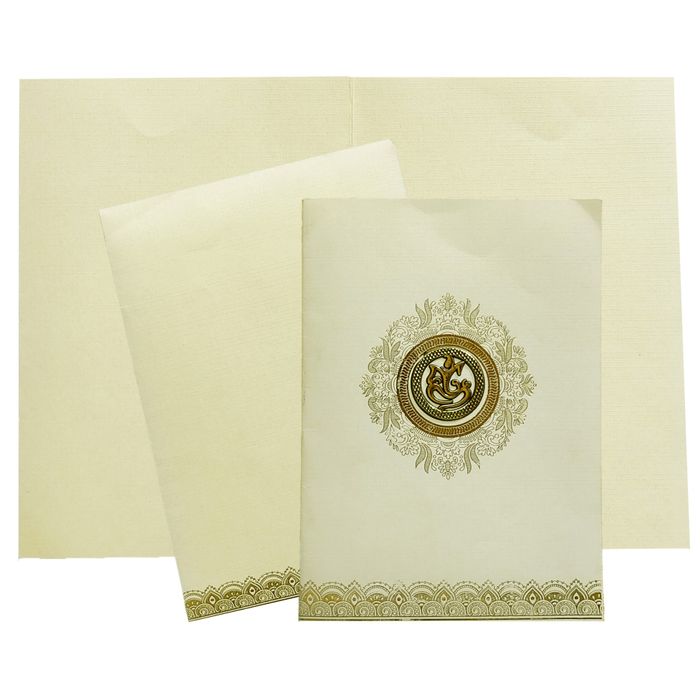 Cream Metallic Gold Foiling Design With Floral Lace-KNCM16CG-King of Cards