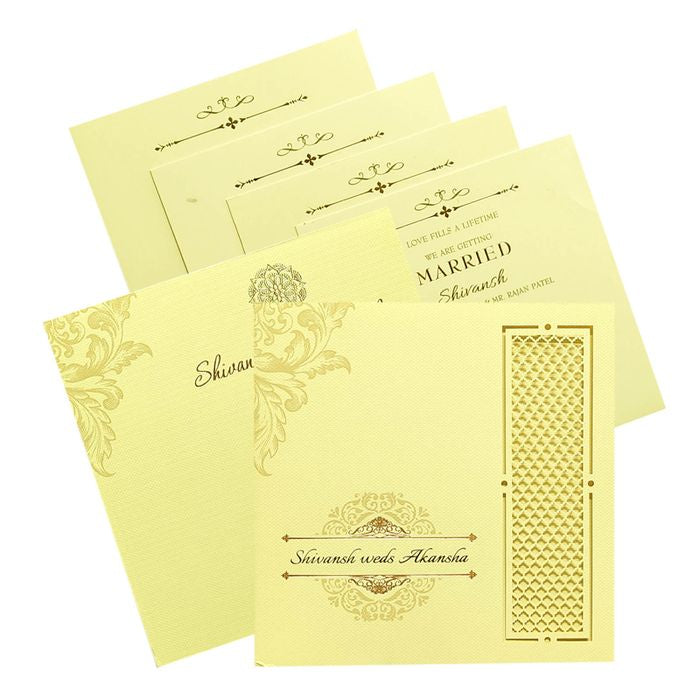 Cream Laser Cut Invitation Card-King of Cards