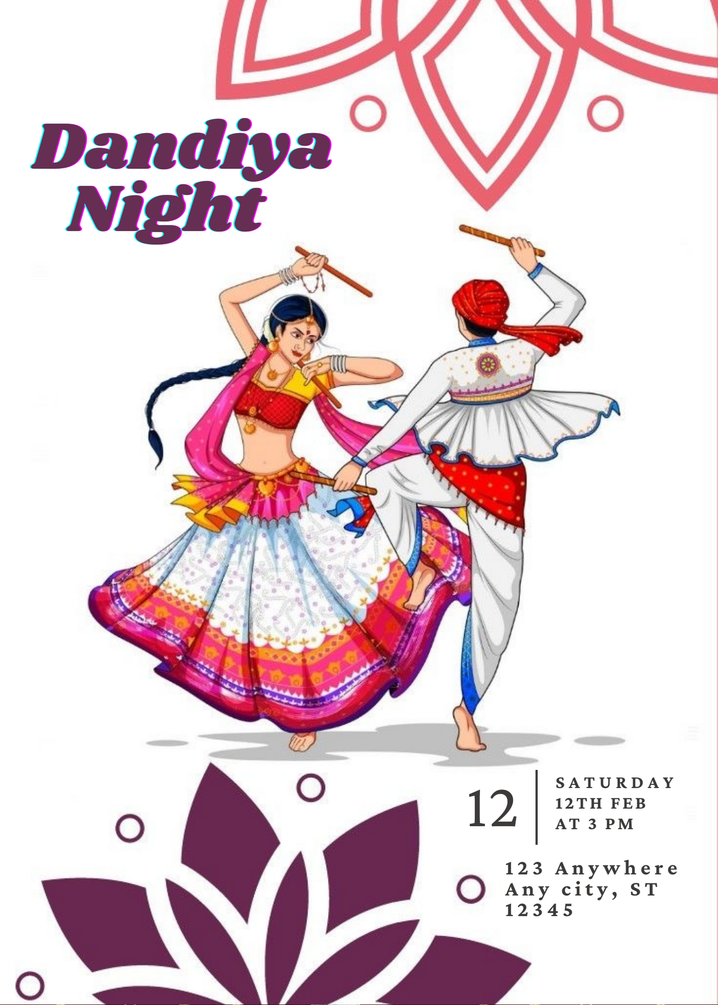 White Floral Dandiya Invitation-King of Cards