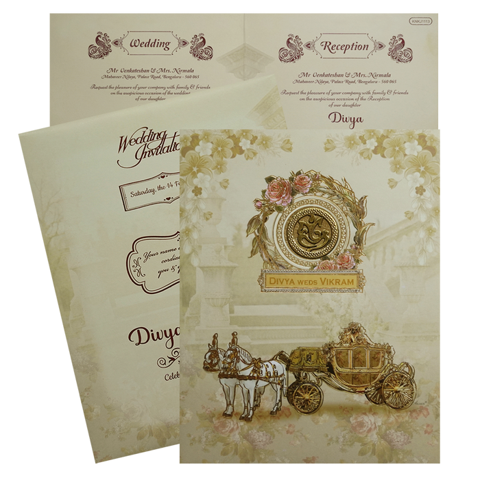 Pastel Green Chariot Nameplate Invitation Card-King of Cards