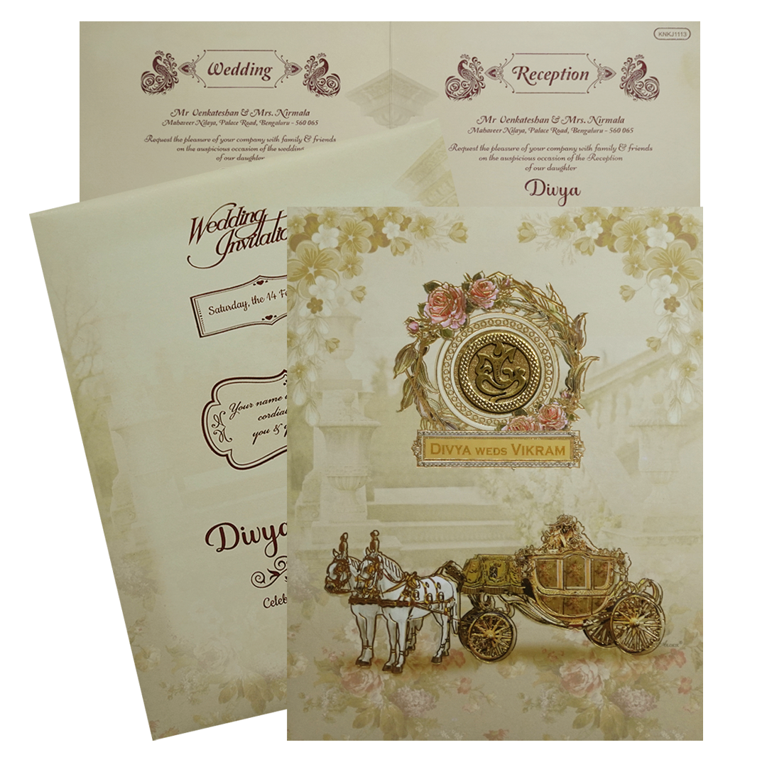 Pastel Green Chariot Nameplate Invitation Card-King of Cards