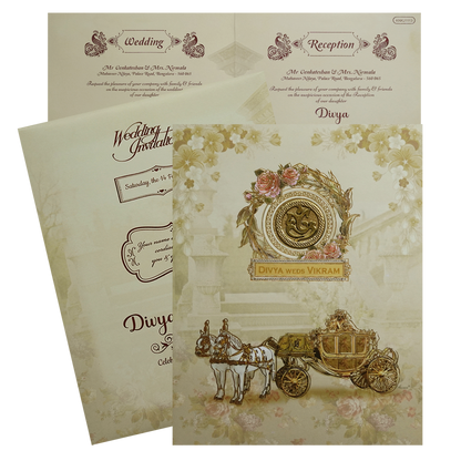 Pastel Green Chariot Nameplate Invitation Card-King of Cards